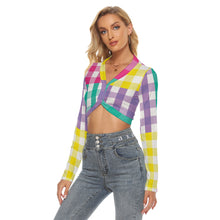 Load image into Gallery viewer, Multi Gingham /  Crop Top With Button Closure
