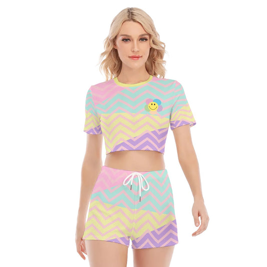 Pastel Smile /  O-neck T-shirt Shorts Suit