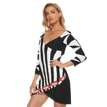 Load image into Gallery viewer, Monochrome / Off-shoulder Long Sleeve Dress
