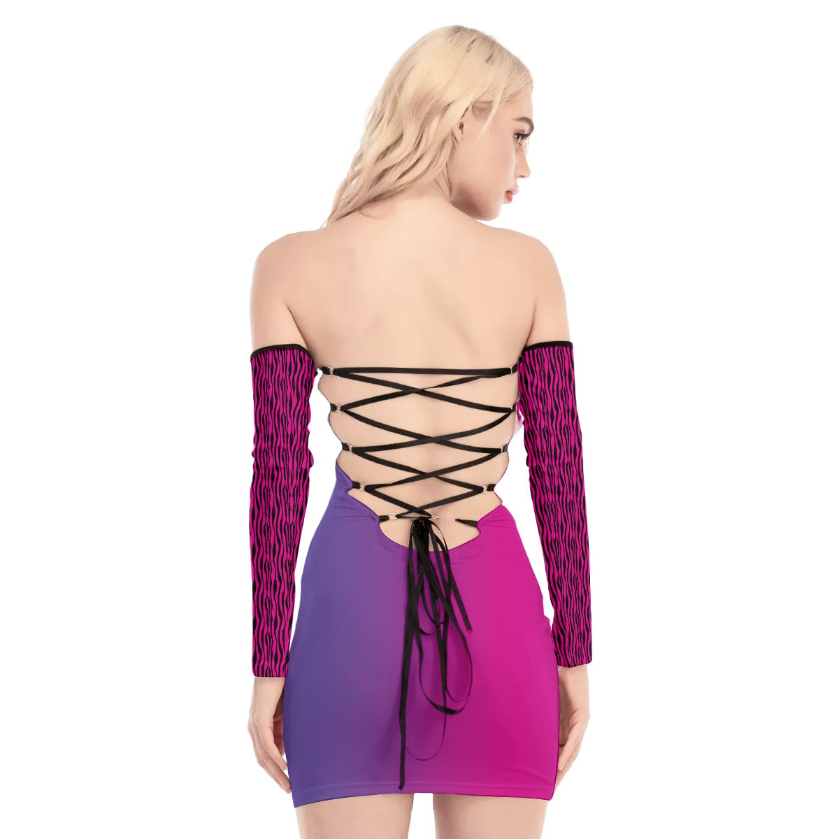 Chromium /  Off-shoulder Back Lace-up Dress