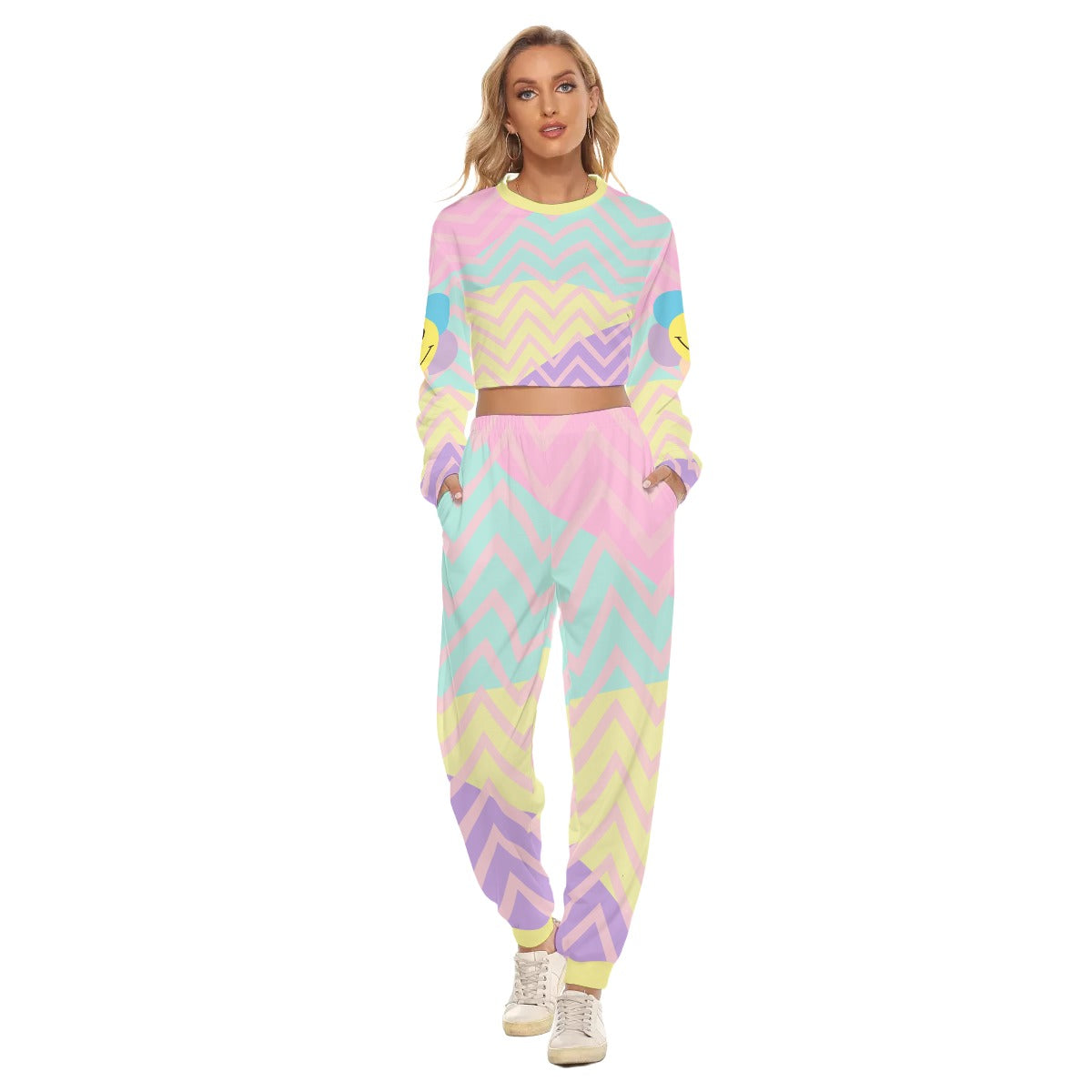 Pastel Smile / Crop Sweatshirt Suit