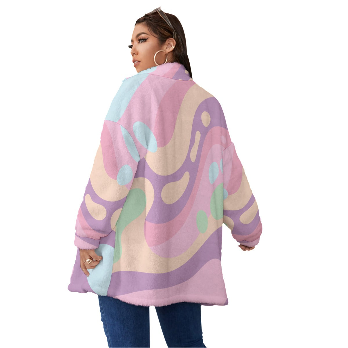 Marbling  Oversized Plus Size Borg Fleece Coat