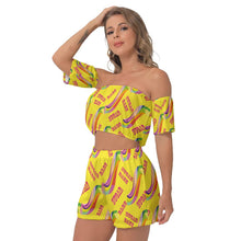 Load image into Gallery viewer, Sugar Babe /  Off-Shoulder T-Shirt Shorts Suit
