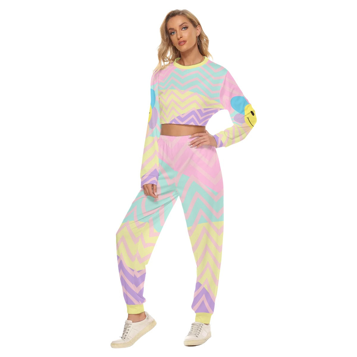 Pastel Smile / Crop Sweatshirt Suit