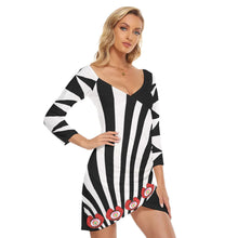 Load image into Gallery viewer, Monochrome / Off-shoulder Long Sleeve Dress
