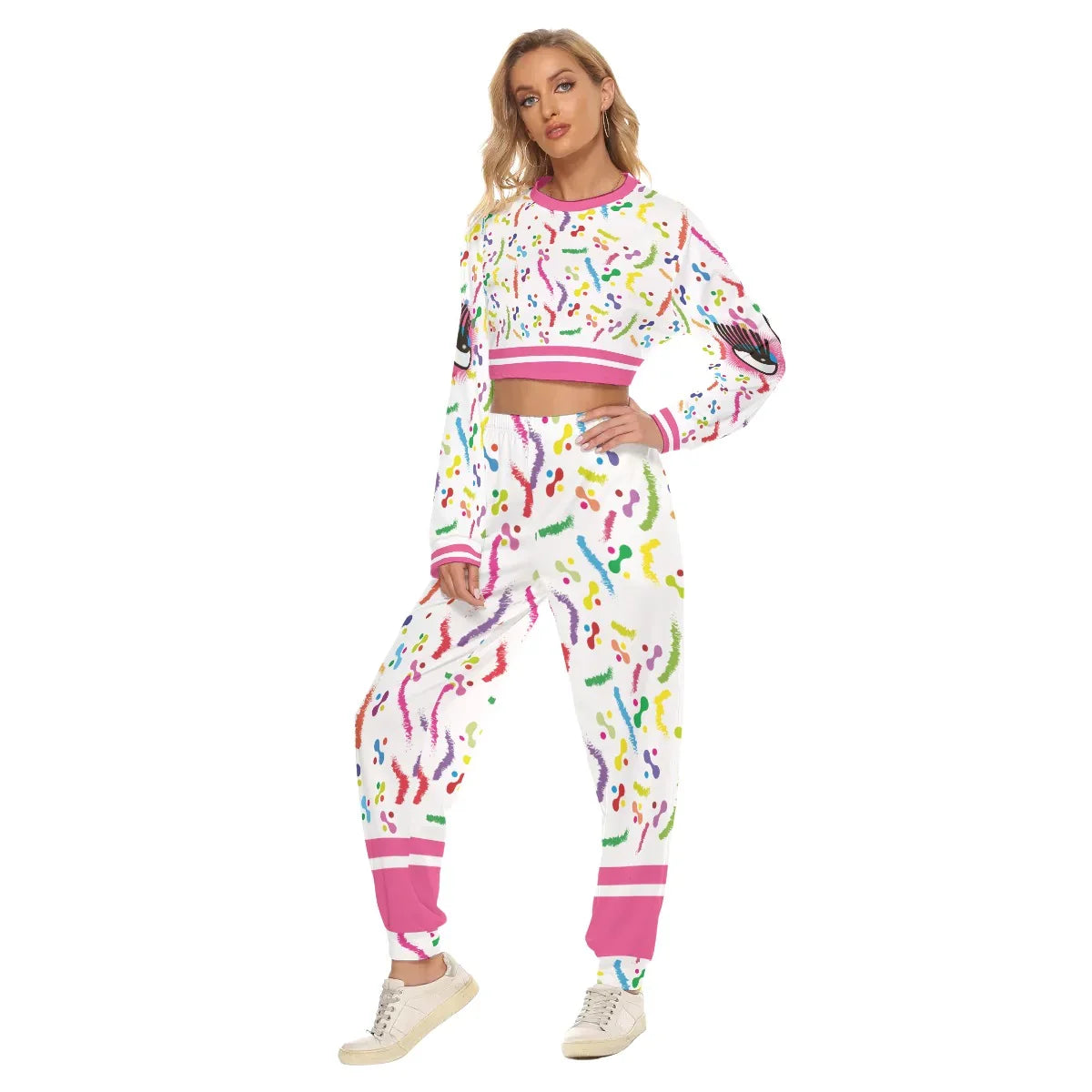 Moody White / Crop Sweatshirt Suit