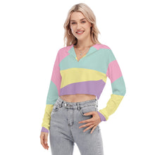 Load image into Gallery viewer, Pastel Love /  V-neck Lapel Cropped T-shirt
