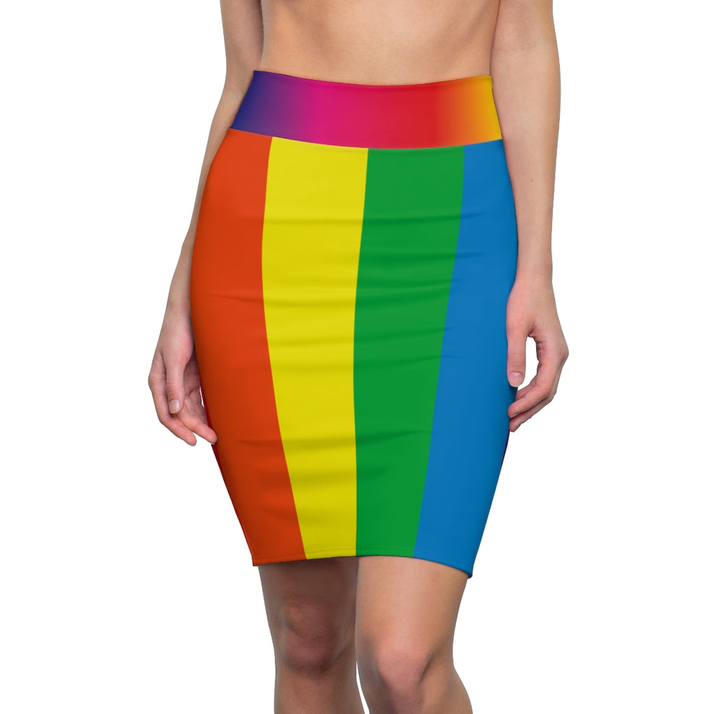 Rainbow Love Women Pencil Skirt