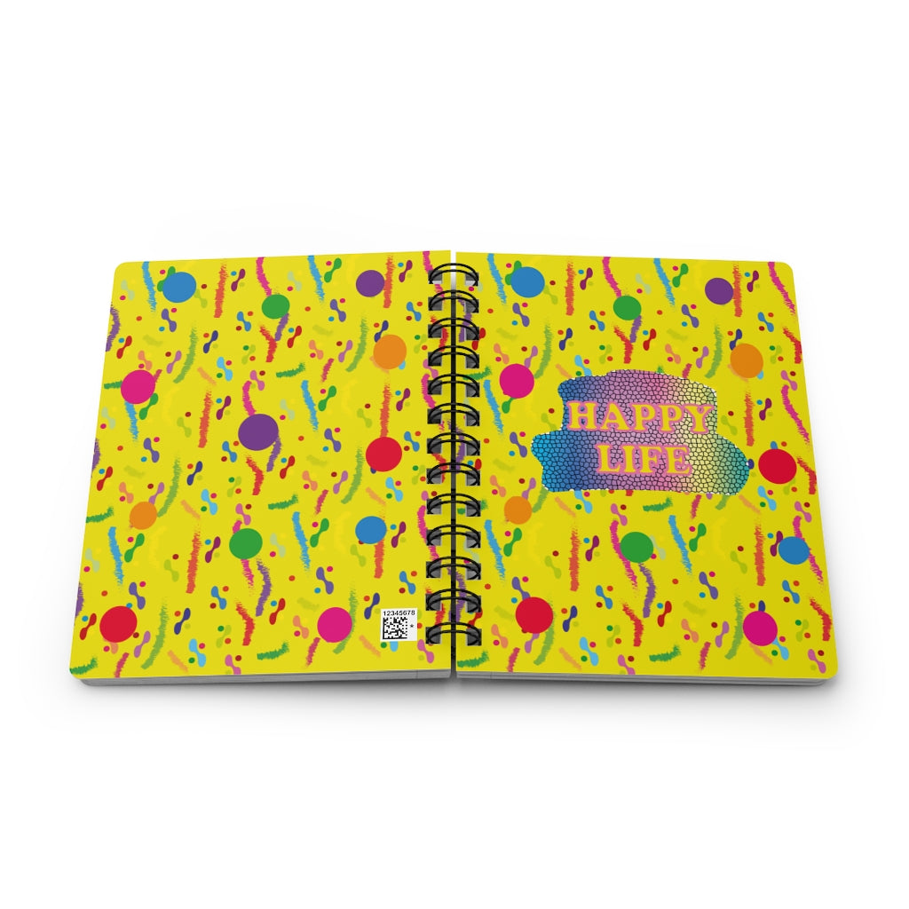 Happy Life Yellow Spiral Bound Journal