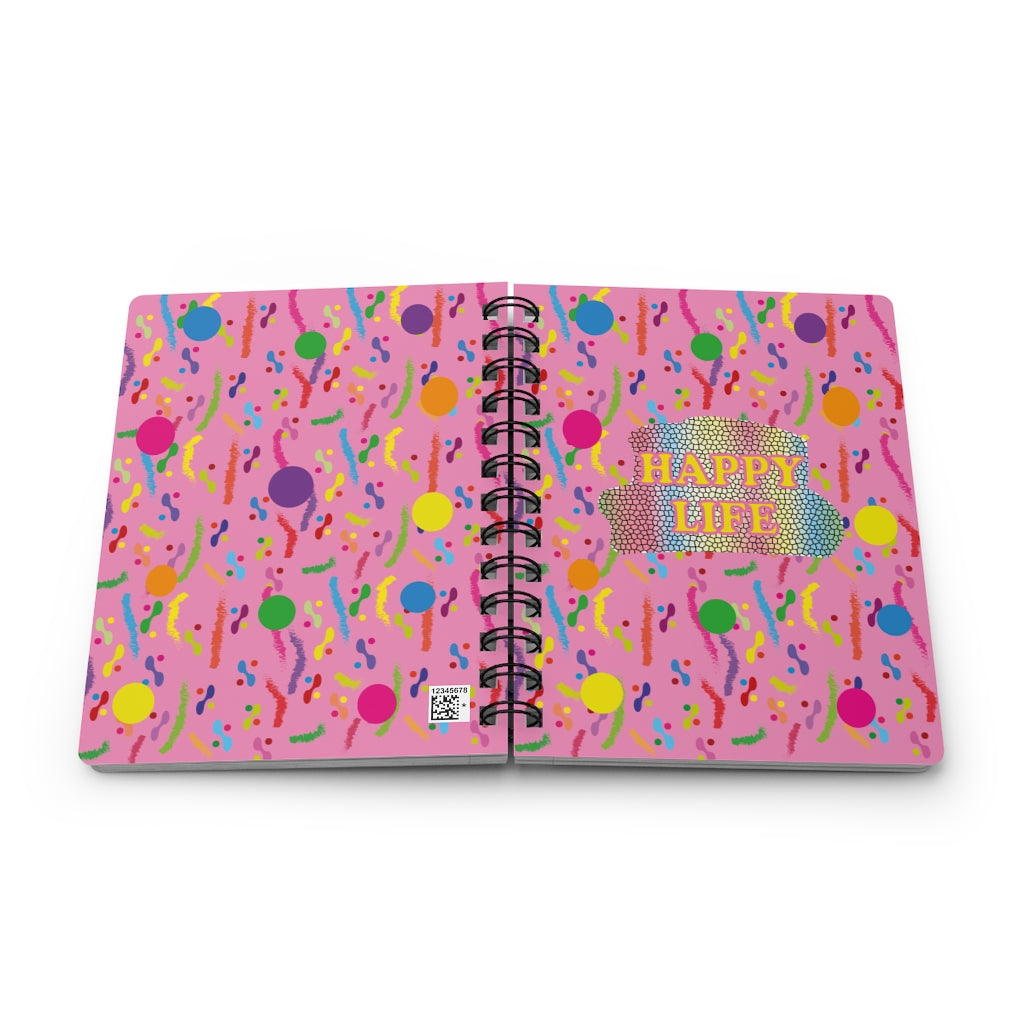 Happy Life Pink Spiral Bound Journal