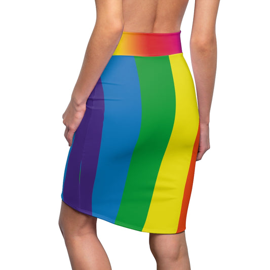 Rainbow Love Women Pencil Skirt