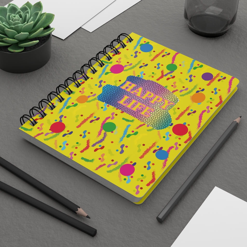 Happy Life Yellow Spiral Bound Journal