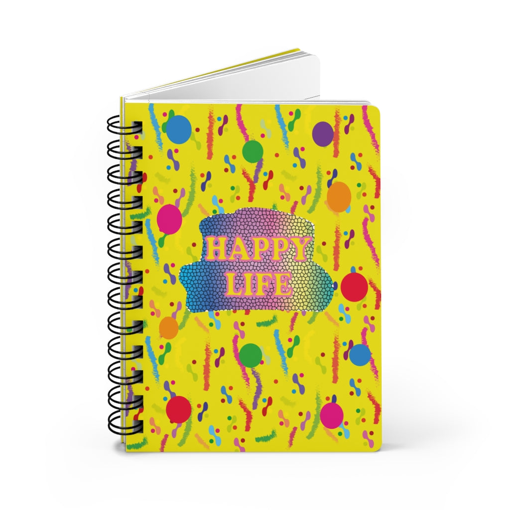 Happy Life Yellow Spiral Bound Journal