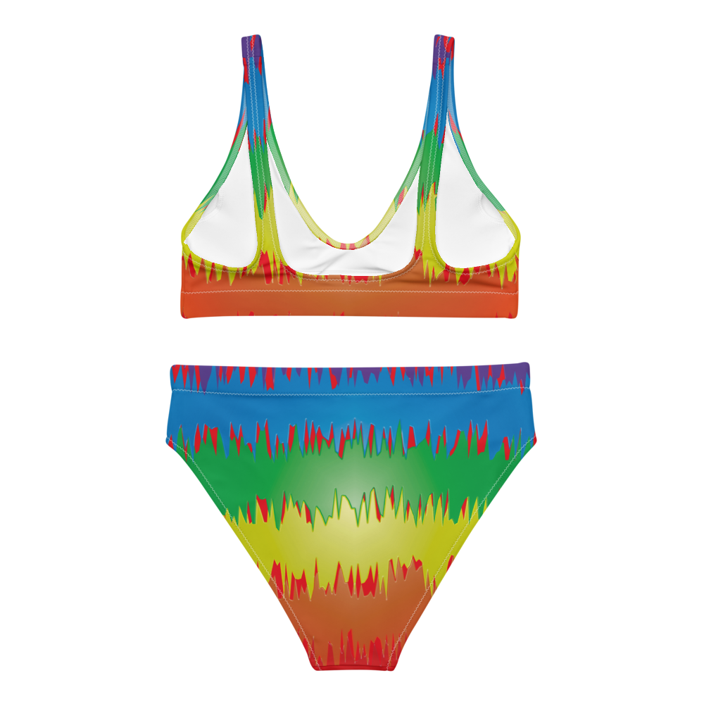 Rainbow Splash Women Recycled high-waisted bikini