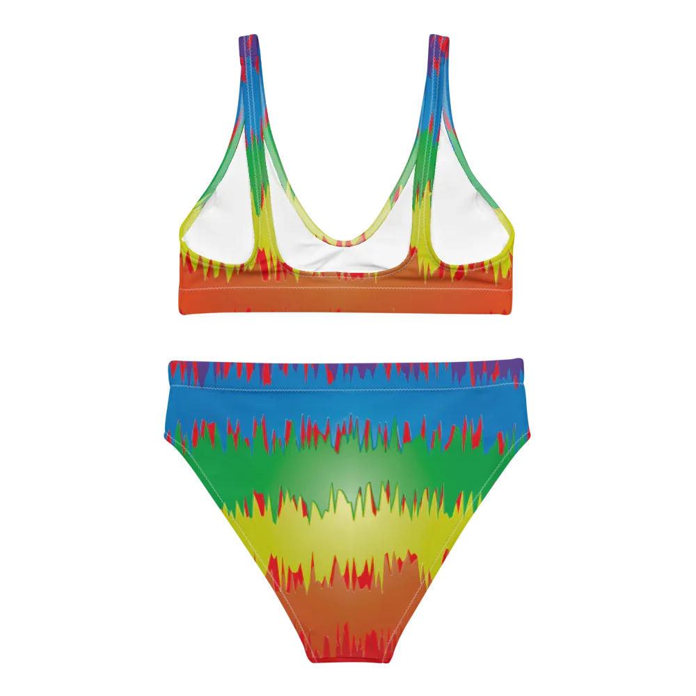 Rainbow Splash Women Recycled high-waisted bikini