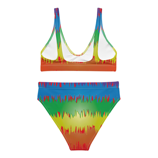 Rainbow Splash Women Recycled high-waisted bikini