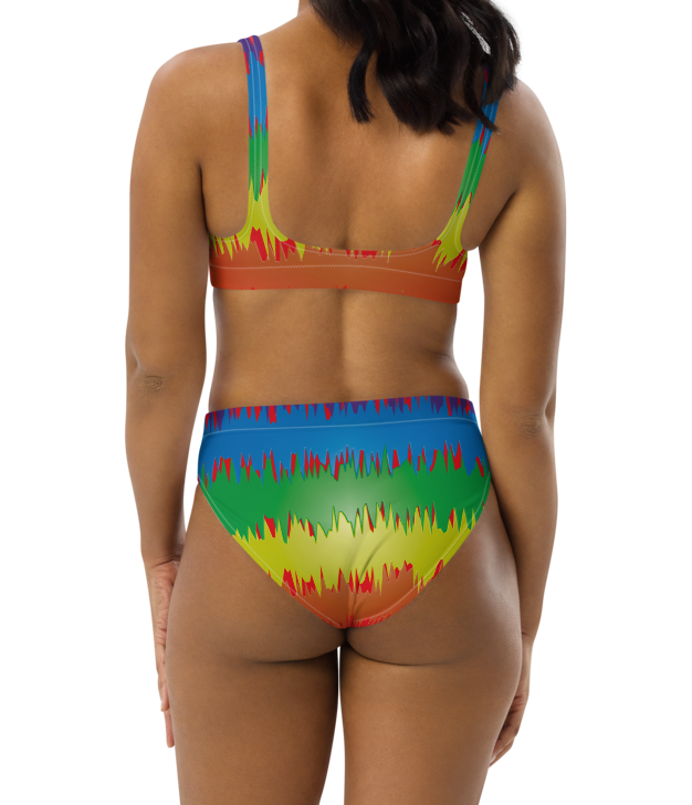 Rainbow Splash Women Recycled high-waisted bikini