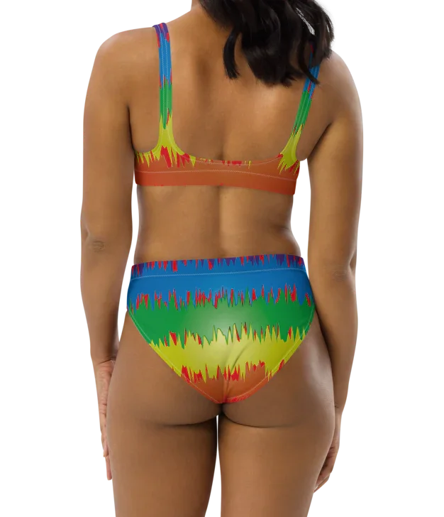 Rainbow Splash Women Recycled high-waisted bikini