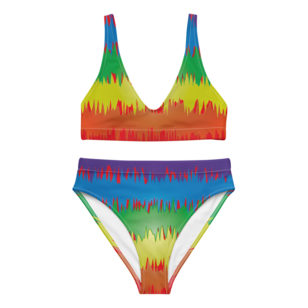 Rainbow Splash Women Recycled high-waisted bikini