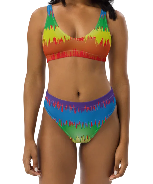 Rainbow Splash Women Recycled high-waisted bikini