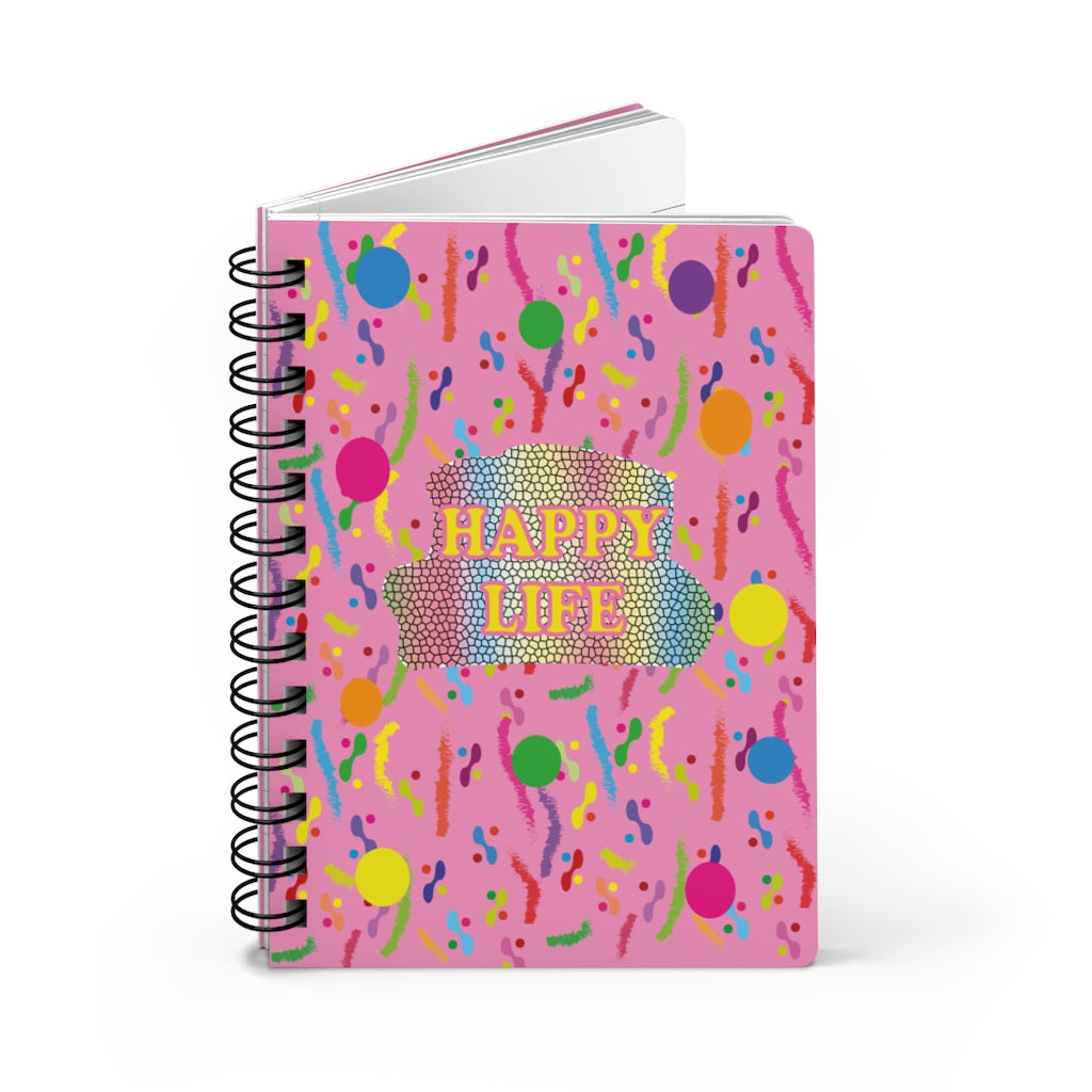 Happy Life Pink Spiral Bound Journal