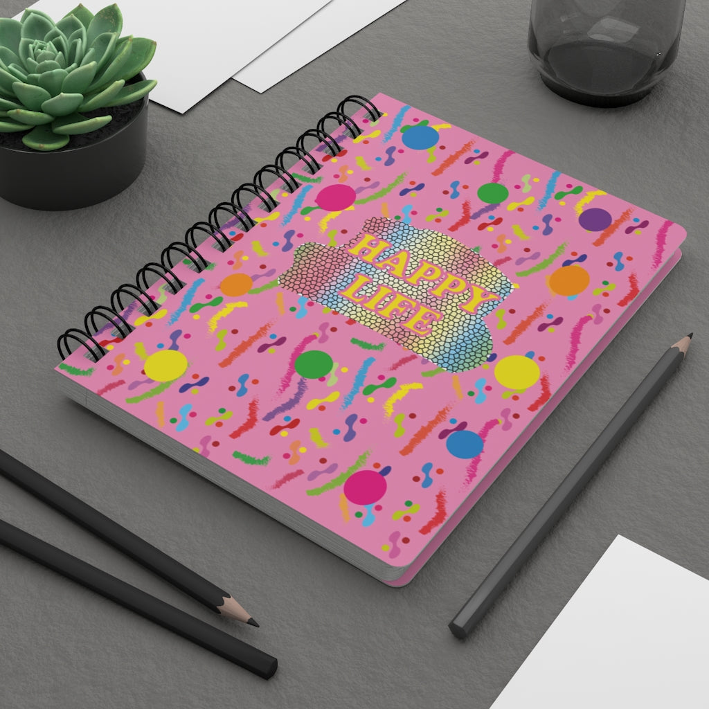 Happy Life Pink Spiral Bound Journal