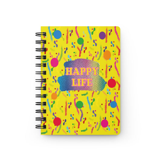 Happy Life Yellow Spiral Bound Journal